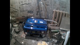 бензогенератор в гараже. Отвод выхлопных газов из глушителя