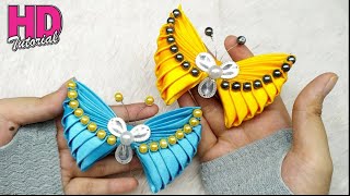 DIY - How to make butterfly with satin ribbon || Kanzashi || bros kupu-kupu