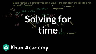 Solving for time | One-dimensional motion | Physics | Khan Academy