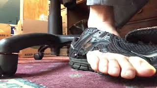 Under Desk Sockless Shoe Play Wearing My Hot Trashed Brooks Running Shoes
