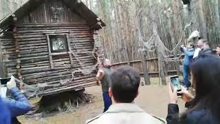Избушка на курьих ножках в сказочном лесу