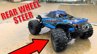 Traxxas Maxx 4s 1/10 Rc car UPGRADED ESC with REAR WHEEL STEER!?