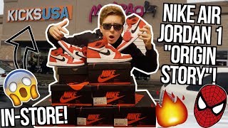 IN-STORE COOK AIR JORDAN 1 "ORIGIN STORY" SPIDERMAN COLLAB SNEAKER! | MOST LIMITED JORDAN OF 2018?