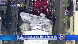 Fans Spend Night With Millennium Falcon On Hollywood Boulevard For 'Solo' Premiere