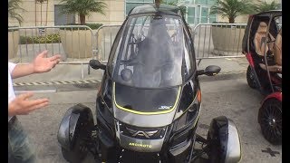 crazy space-age tricycle at the Los Angeles Auto Show