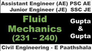 Fluid Mechanics mcq (231 - 240) - Gupta and gupta | sscje civil engineering | Hydraulics civil |