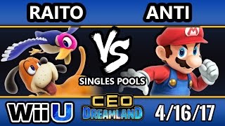 CEO Dreamland 2017 Smash 4 - Raito (Duck Hunt) Vs. IMT | ANTi (Cloud/Mario) SSB4 Pools