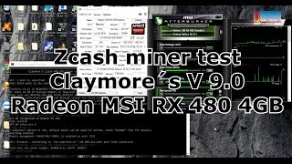 Zcash Miner Test Claymore´s V 9.0 Radeon MSI RX 480 4GB