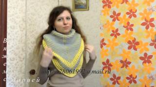 Бактус-Шаль в технике Brioche Stitch спицами