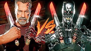 MK11 Endoskeleton Terminator VS Terminator Victory Poses (Side by Side Comparison)