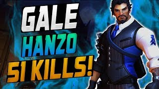 GALE INSANE HANZO! 51 ELIMS! [ OVERWATCH SEASON 10 TOP 500 ]