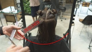 how to cut middle length women's haircut with layers, salon shape
