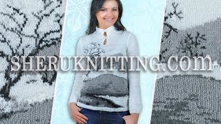 Jacquard Two-Button Stand Up Collar Sweater Model 17