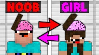 Minecraft Battle NOOB vs NOOB GIRL : BRAIN EXCHANGE! NOOB BECAME GIRL in Minecraft Animation
