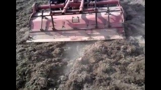 Фрезеровка японским минитрактором дерновины