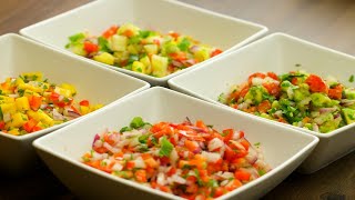 4 Quick & Easy Salsas to make - Mango, Pineapple, Avocado and Pico De Gallo