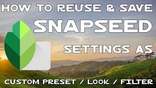 How to REUSE and SAVE custom settings in SNAPSEED like photoshop actions