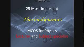 Thermodynamics|Most Important MCQ's for Lecturer and Subject Specialist| Physics MCQs| Part1