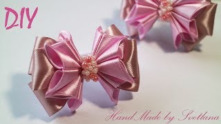 Бантик из атласной ленты Канзаши DIY Satin ribbon bow Laco de fita Hair bow