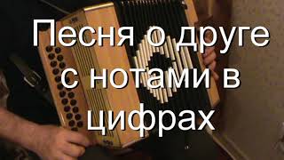 Песня о друге с нотами в цифрах