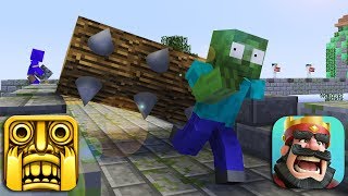 Monster School : TEMPLE RUN vs CLASH ROYALE CHALLENGE - Minecraft animation