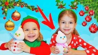 НОВОГОДНЯЯ ПОДЕЛКА СНЕГОВИК своими руками за 10 МИНУТ! АЛИСА и АГАТА Шоу! 0+