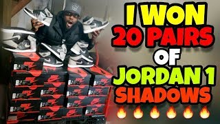 I Won 20 Pairs Of Jordan 1 Shadows!! CRAZY PICK UP VLOG!!!