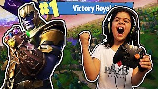 MY 5 YEAR OLD LITTLE SISTER PLAYS FORTNITE! THANOS GAMEPLAY BY 5 YEAR OLD GIRL!!