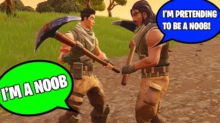 CAUGHT KID "PRETENDING TO BE A NOOB" BUT HE'S REALLY A NOOB AT FORTNITE! (I Helped Him Win!)
