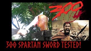 King Leonidas 300 Movie Spartan Sword Tested on Ballistic Gel Head!