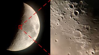 Растущая Луна ▶ Вид в телескоп. Увеличение до 375Х. Видео в 4К Март 2020