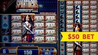 JACKPOT HANDPAY! Spartacus Slot - $50 High Limit Bet Bonus!