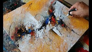 Abstract painting / textured with gesso / Acrylic abstract painting demonstration