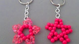 Como hacer un llavero estrella con perlas y cadena ( llaveros #10)