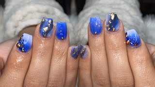 How To Do Short Acrylic Nails | Short Acrylic Nails | All Acrylic Nails | Blue Nails