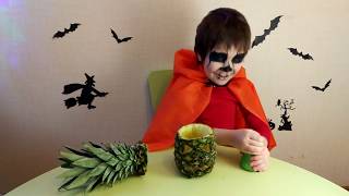 ХЭЛЛОУИН  |  ФОНАРЬ ДЖЕК из ананаса |  Halloween kids Makeup making jack o lantern