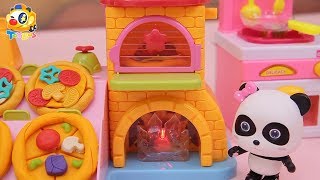 Baby Panda Roasts Yummy Pizza | Cooking in Kitchen | Kids Toy Story | ToyBus