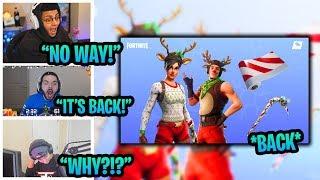 Streamers React to *RARE* CANDY AXE & RED NOSED RAIDER *OG* SKIN BACK to Fortnite | FortniteNonStop