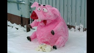 Делаем фигуры из снега Поросенок Свинья Фигуры к году свиньи