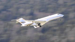 Tyrolean Jet Services Bombardier Global Express [OE-IEL] take off Innsbruck