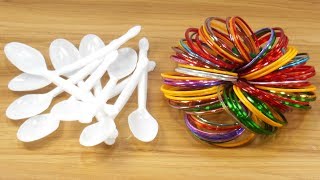 DIY Plastic spoon & old bangles craft idea | best out of waste | Plastic spoon reuse idea