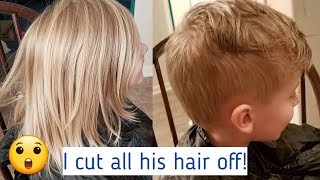 5 Year Old Boy Hair Transformation! Cutting off his long hair!