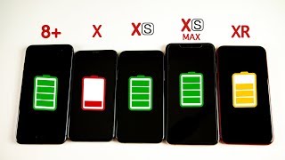 iPhone XR vs iPhone XS vs XS Max vs iPhone X vs iPhone 8 Plus Battery Life DRAIN TEST