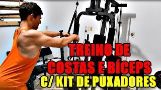 TREINO DE COSTAS E BÍCEPS COM KIT DE PUXADORES - WCT FITNESS