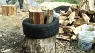 Fiskars x27 & x25: How to split a knotted 24" Pin Oak round for firewood
