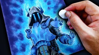 I used a Cotton Ball to Draw an EPIC Fortnite Drawing *ICE KING*