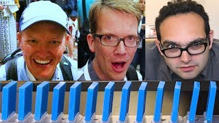 YOUTUBERS KNOCK DOWN MY DOMINOES!