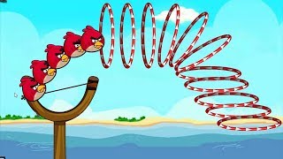 Angry Birds Slingshot Fun 2 - SHOOTING GAME! TAKE RED THROUGH RINGS ALL LEVELS!