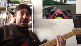 Guitarist plays along with Formula 1 race