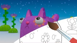 ДЕРЕВЯШКИ - Дождик - Мультик Раскраска с Деревяшками - Музыкальный Мультик -Изучаем Цвета с малышами